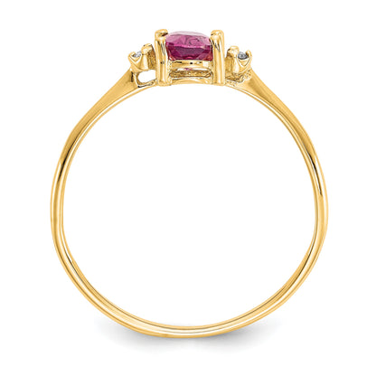 14k Diamond and 6x4 Oval Pink Tourmaline Birthstone Ring