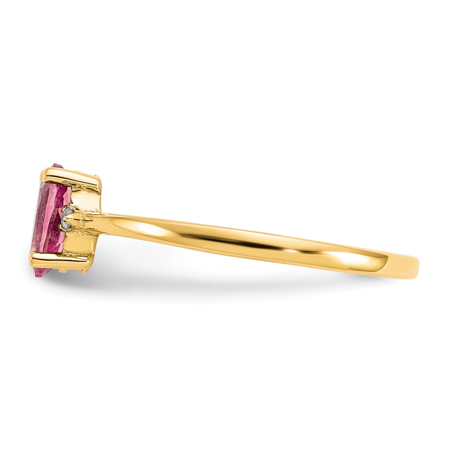 14k Diamond and 6x4 Oval Pink Tourmaline Birthstone Ring