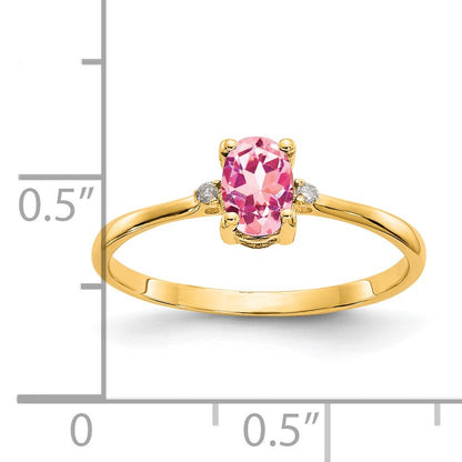 14k Diamond and 6x4 Oval Pink Tourmaline Birthstone Ring