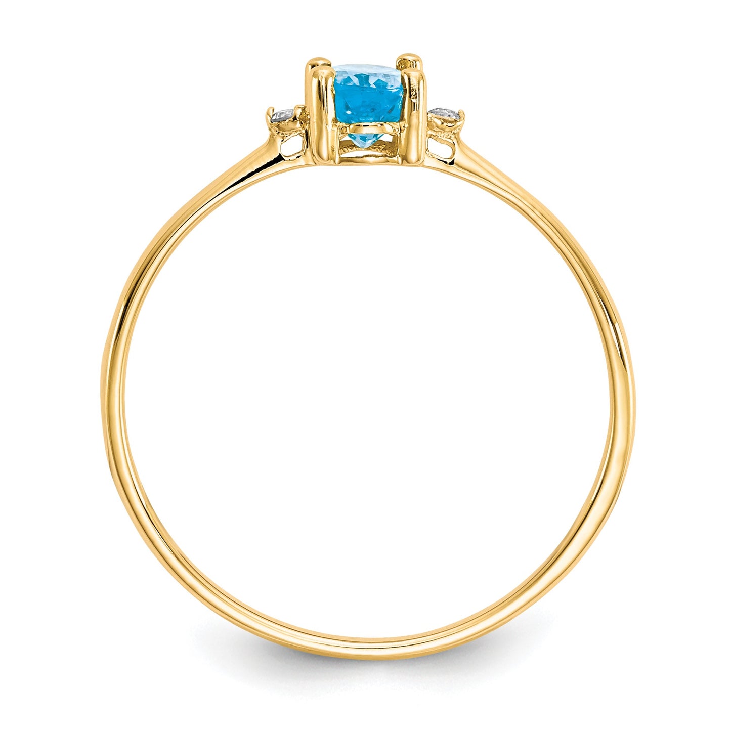 14k Diamond and 6x4 Oval Blue Topaz Birthstone Ring