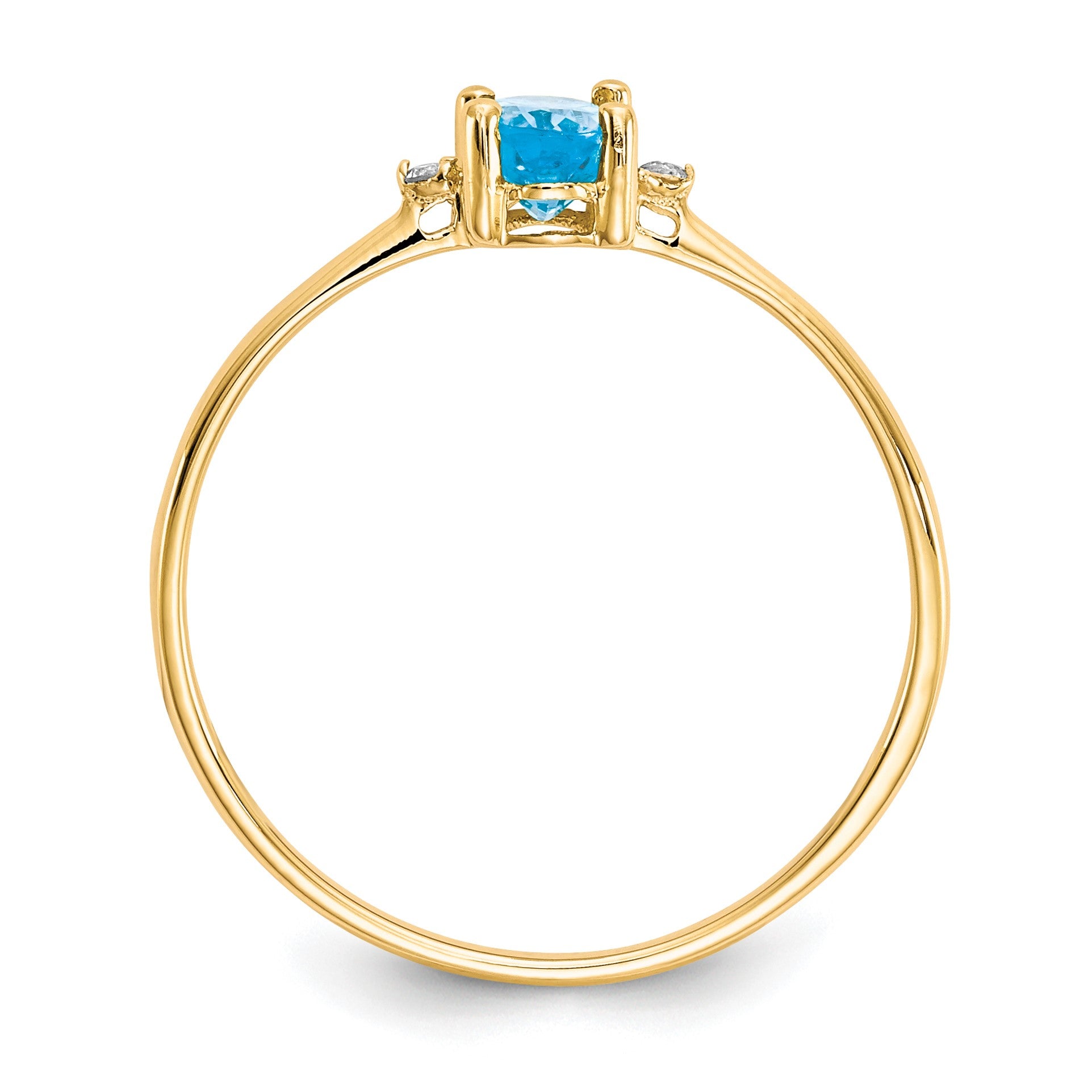 14k Diamond and 6x4 Oval Blue Topaz Birthstone Ring