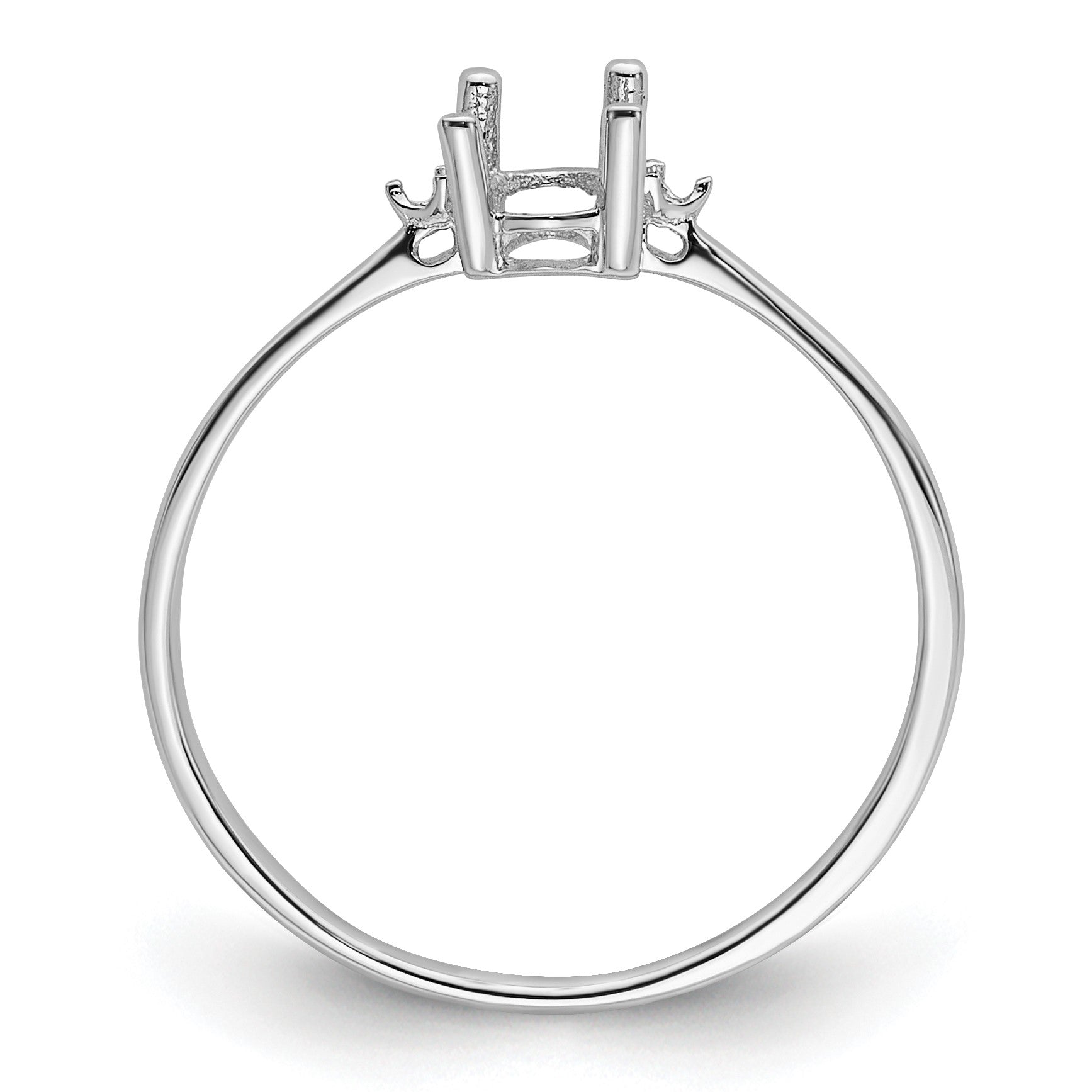14k White Gold Diamond and 6x4 Oval Birthstone Ring Mounting