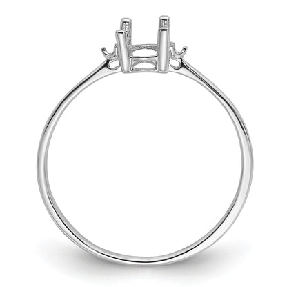 14k White Gold Diamond and 6x4 Oval Birthstone Ring Mounting