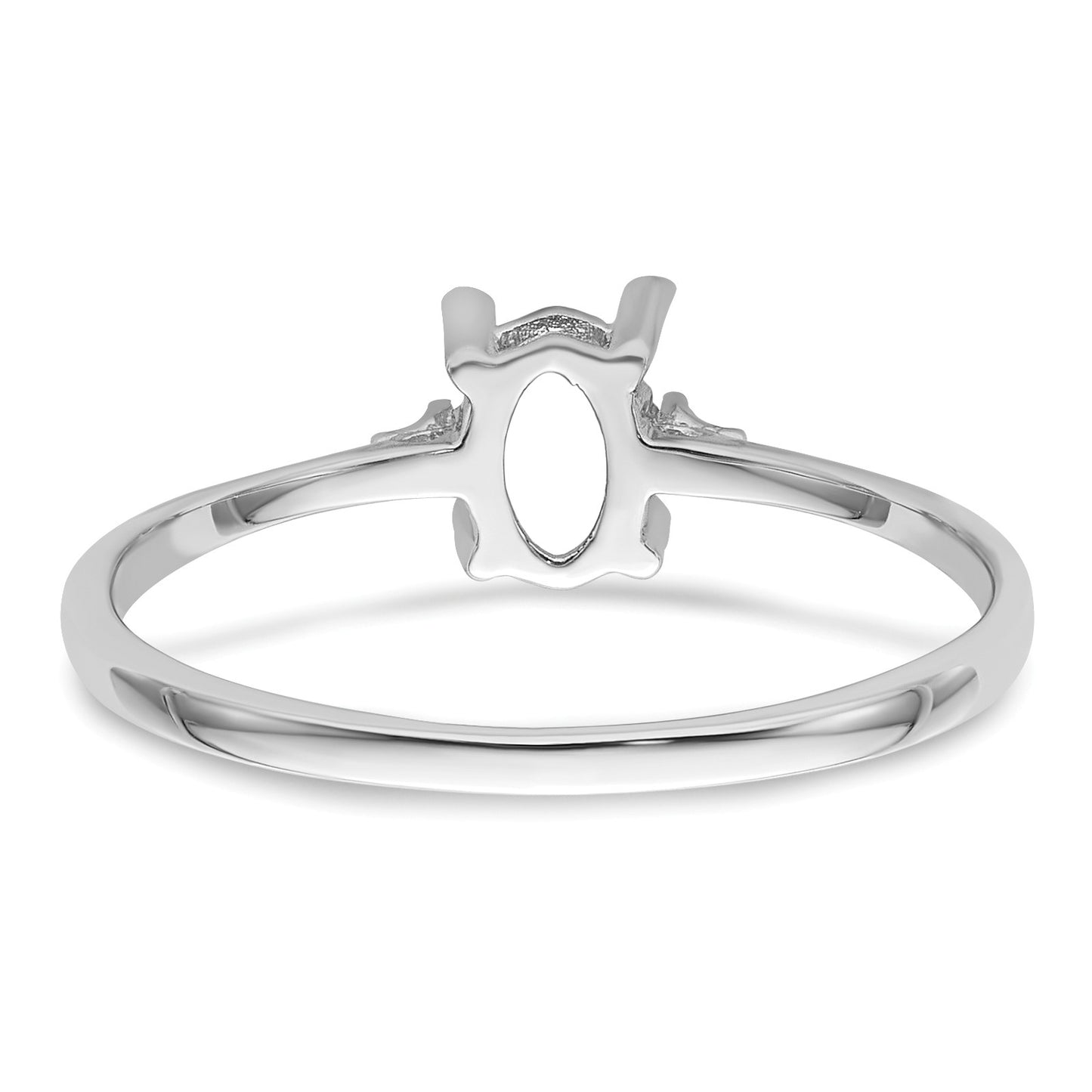 14k White Gold Diamond and 6x4 Oval Birthstone Ring Mounting