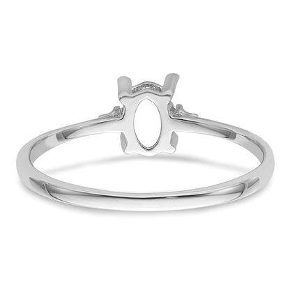 14k White Gold Diamond and 6x4 Oval Birthstone Ring Mounting