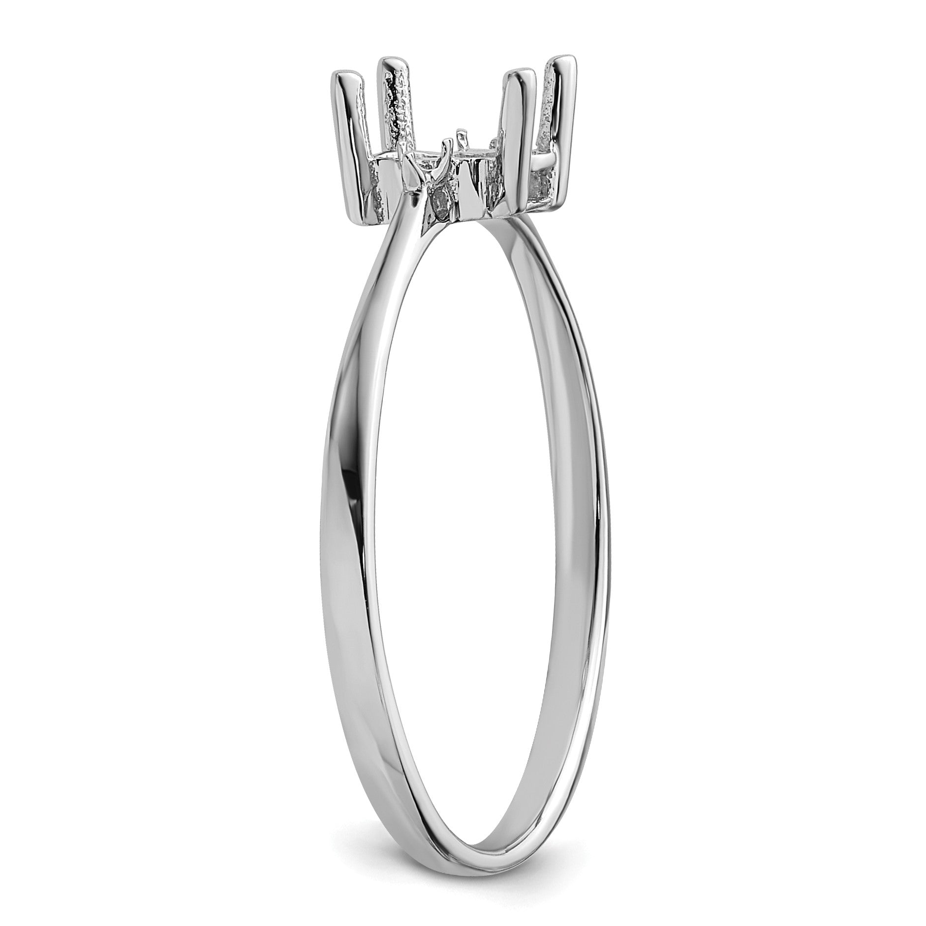 14k White Gold Diamond and 6x4 Oval Birthstone Ring Mounting