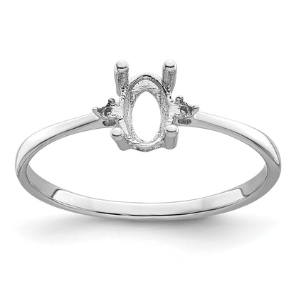14k White Gold Diamond and 6x4 Oval Birthstone Ring Mounting