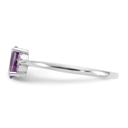 14k White Gold Diamond and 6x4 Oval Amethyst Birthstone Ring