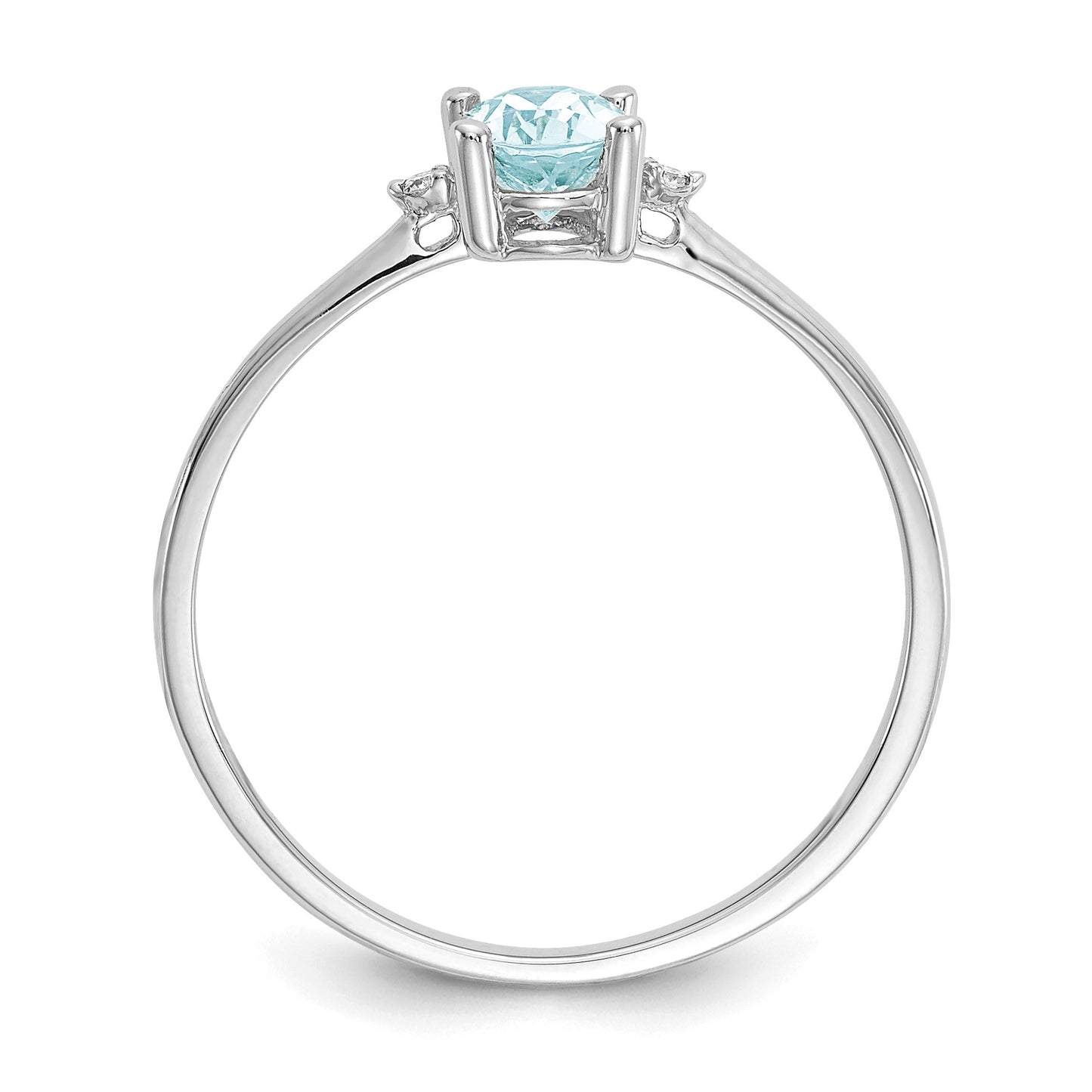 14k White Gold Diamond and 6x4 Oval Aquamarine Birthstone Ring