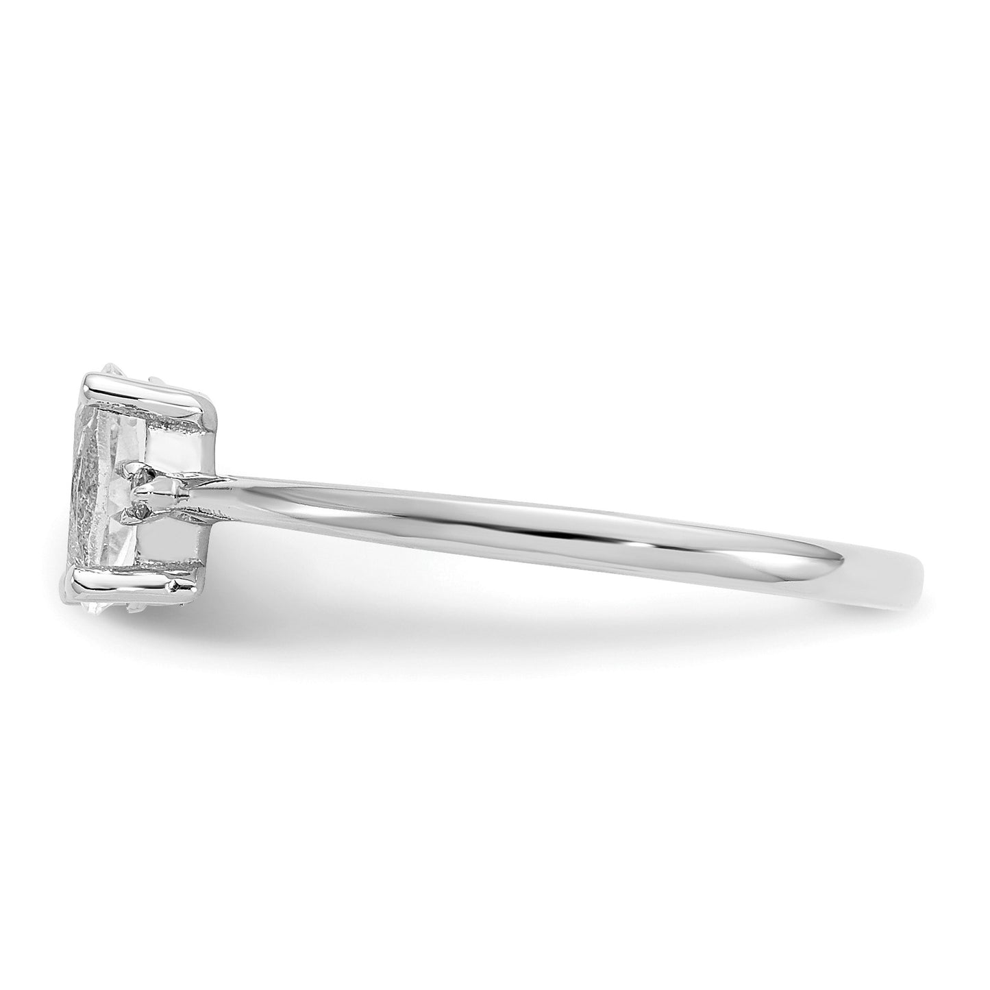 14k White Gold Diamond and 6x4 Oval White Topaz Birthstone Ring
