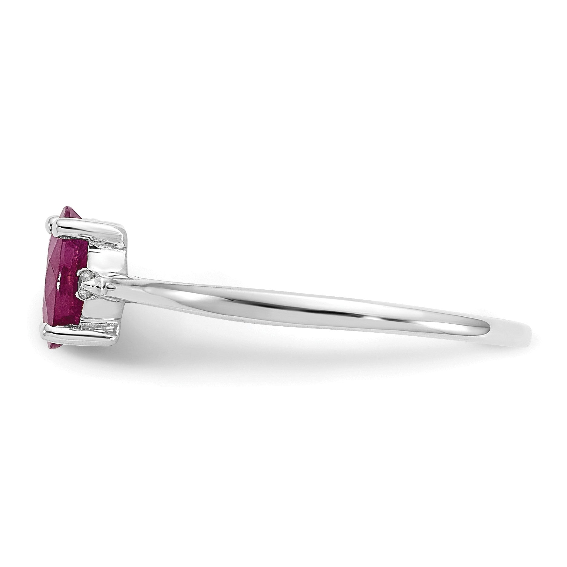14k White Gold Diamond and 6x4 Oval Ruby Birthstone Ring