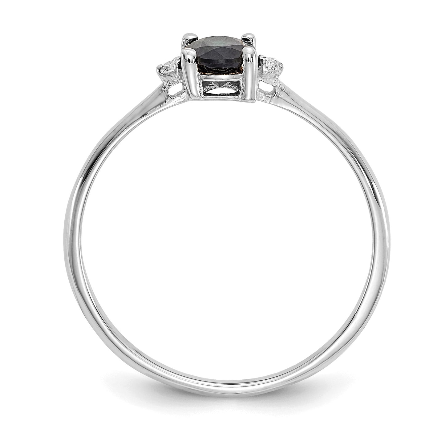 14k White Gold Diamond and 6x4 Oval Sapphire Birthstone Ring