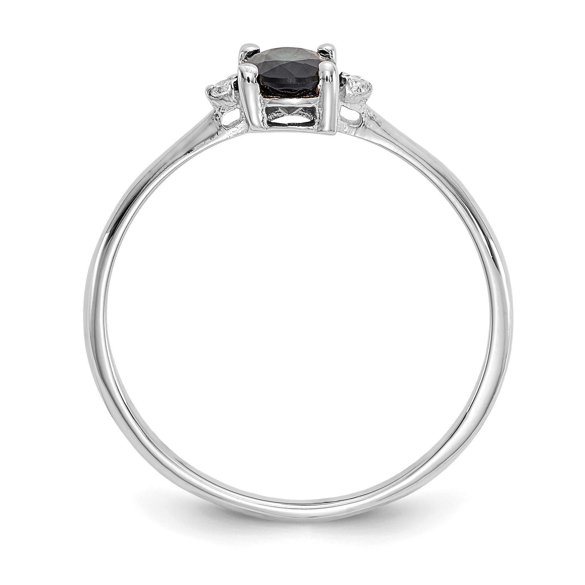14k White Gold Diamond and 6x4 Oval Sapphire Birthstone Ring