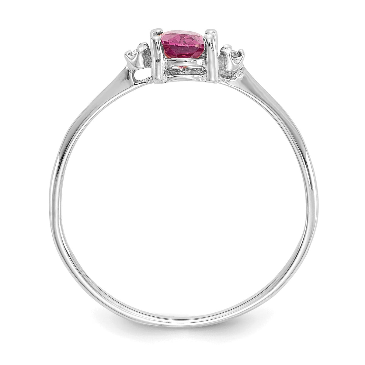14k White Gold Diamond and 6x4 Oval Pink Tourmaline Birthstone Ring