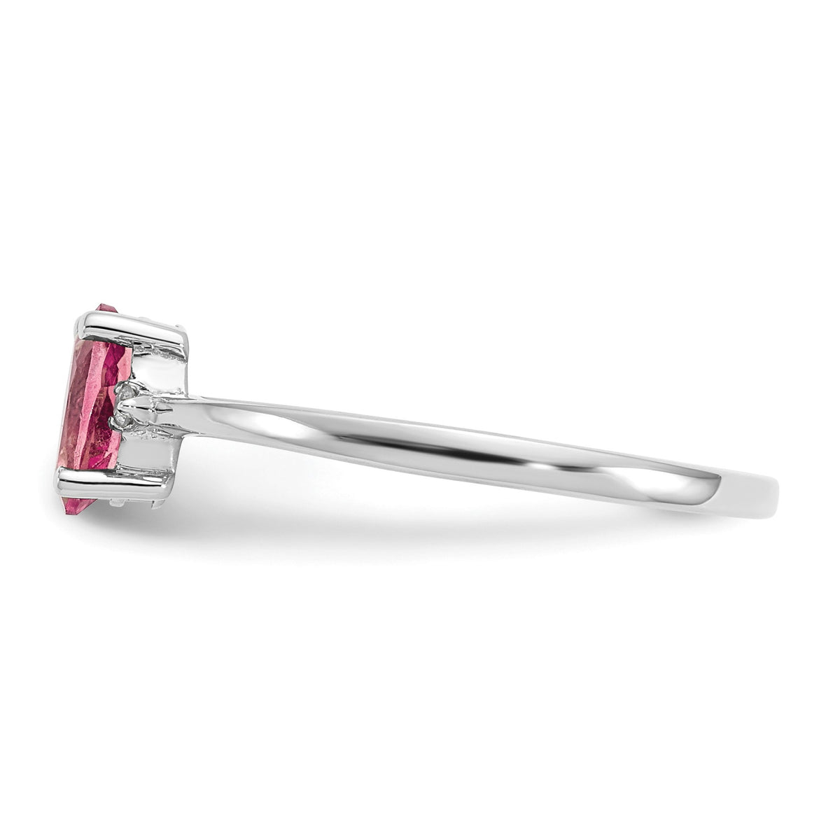 14k White Gold Diamond and 6x4 Oval Pink Tourmaline Birthstone Ring