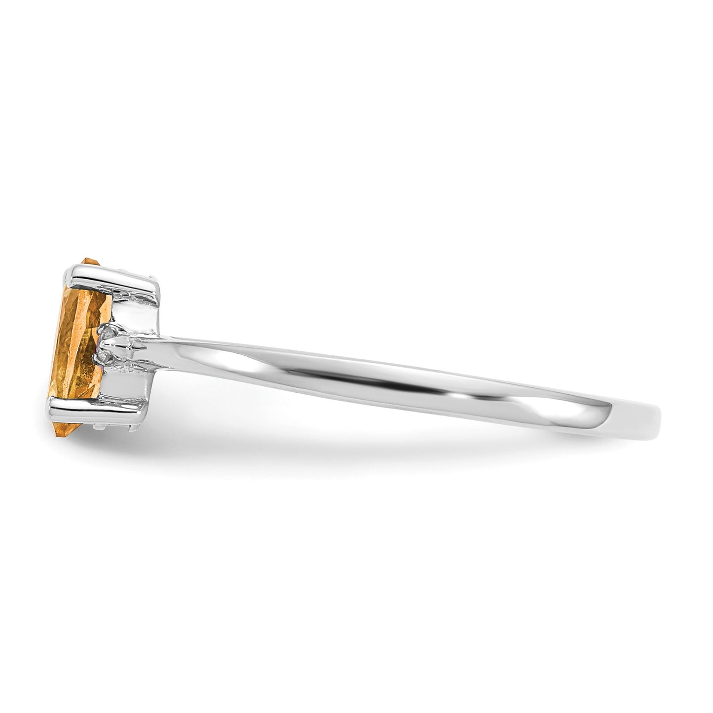 14k White Gold Diamond and 6x4 Oval Citrine Birthstone Ring