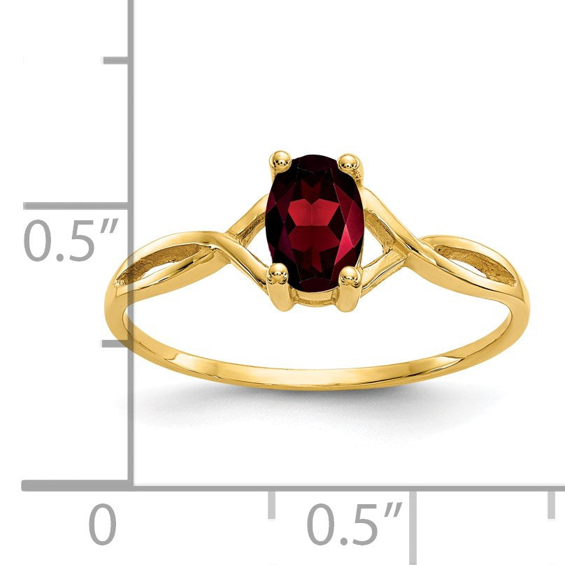 14k 6x4 Oval Garnet Birthstone Ring