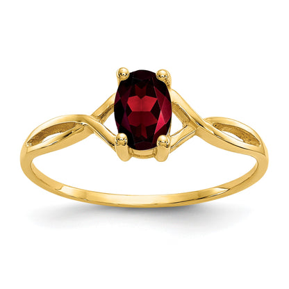 14k 6x4 Oval Garnet Birthstone Ring