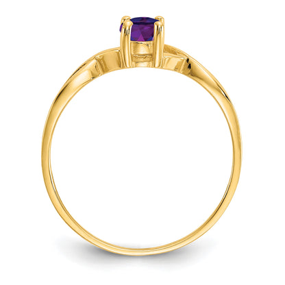 14k 6x4 Oval Amethyst Birthstone Ring