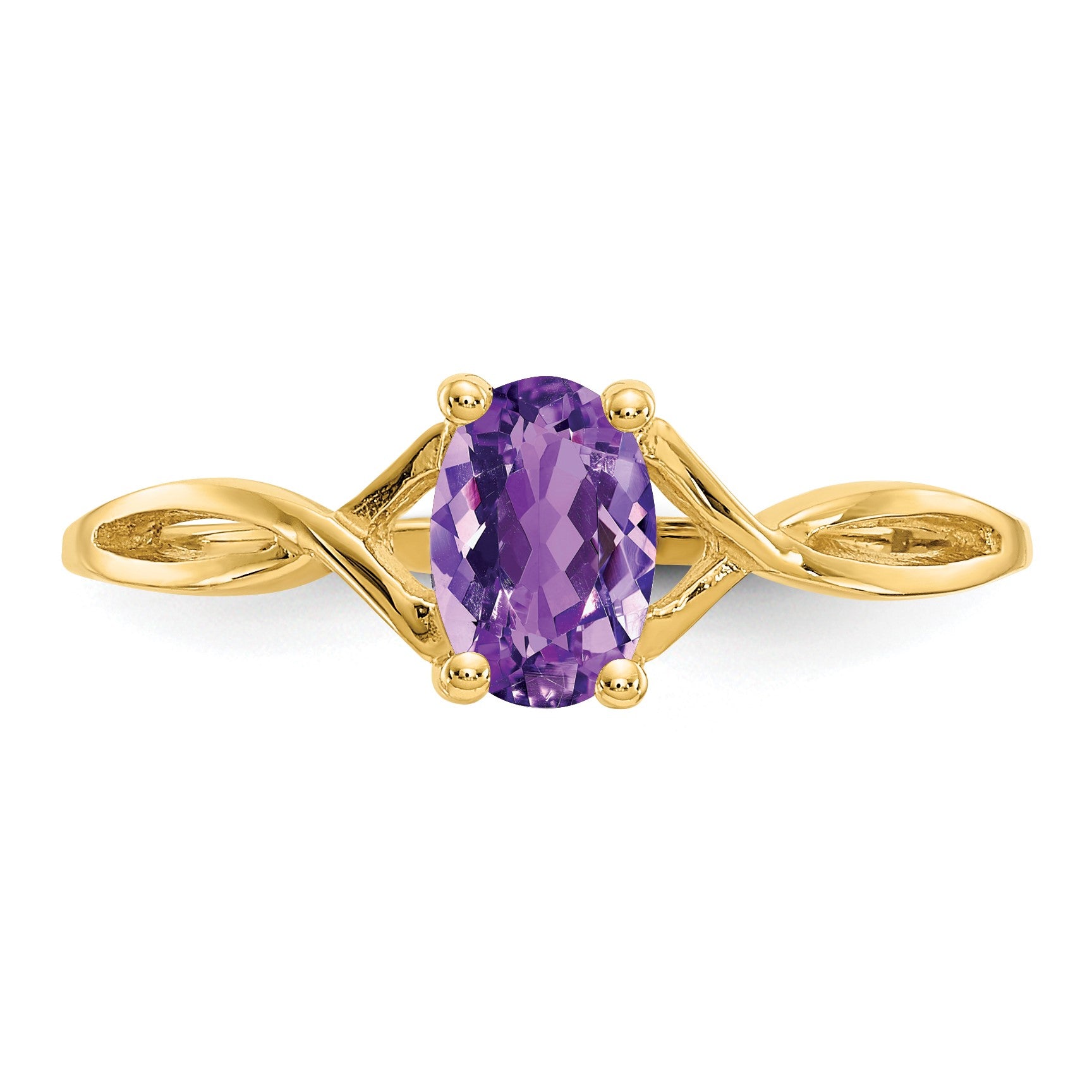 14k 6x4 Oval Amethyst Birthstone Ring