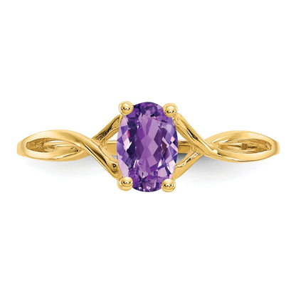 14k 6x4 Oval Amethyst Birthstone Ring