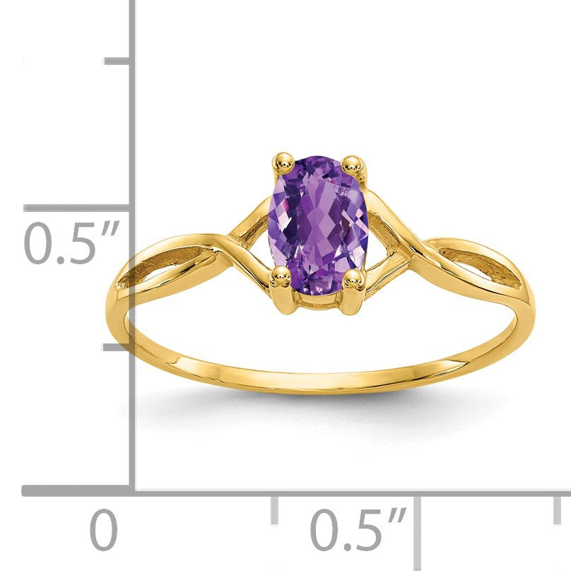14k 6x4 Oval Amethyst Birthstone Ring