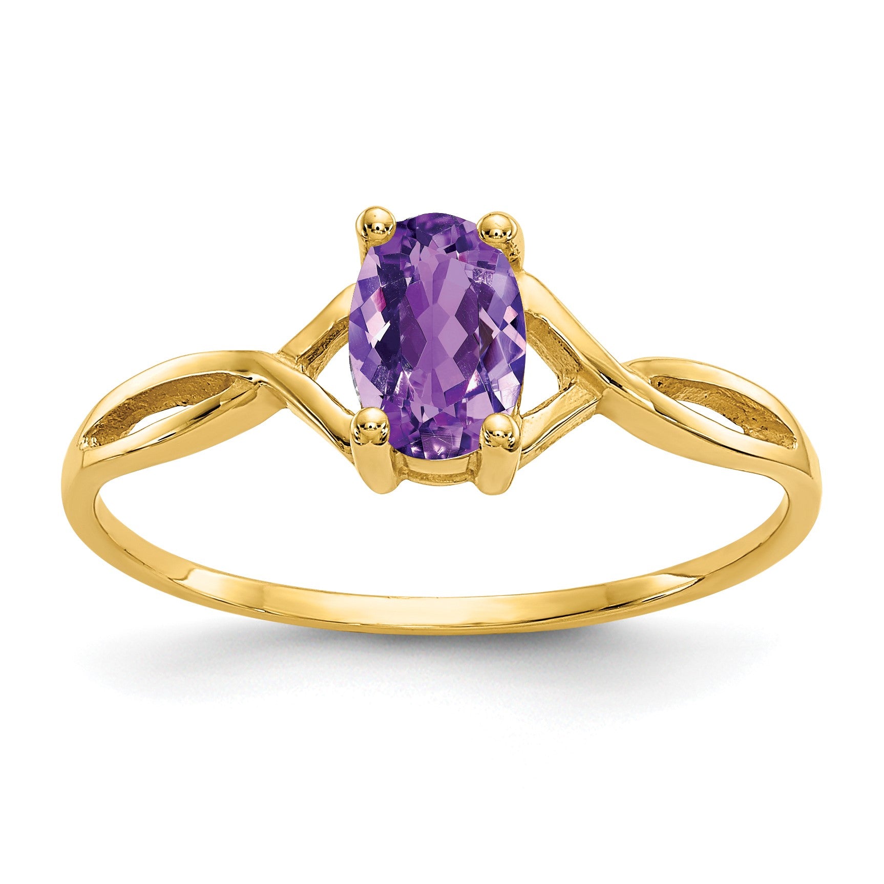 14k 6x4 Oval Amethyst Birthstone Ring