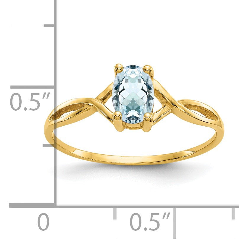 14k 6x4 Oval Aquamarine Birthstone Ring