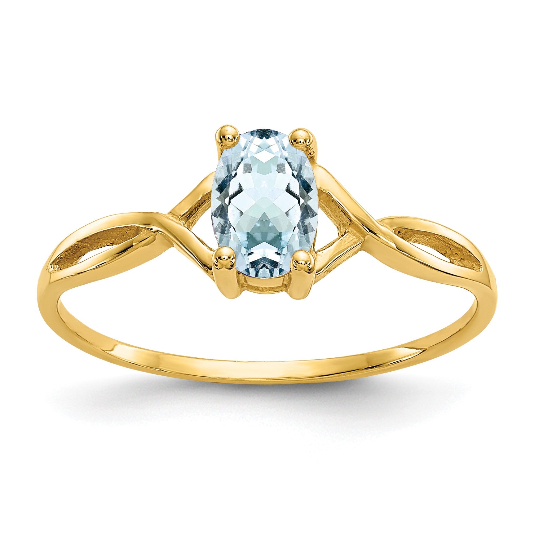 14k 6x4 Oval Aquamarine Birthstone Ring