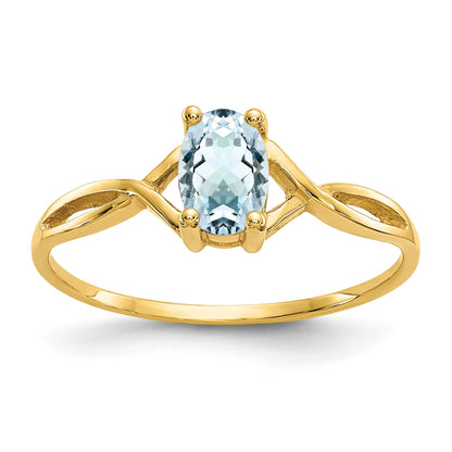 14k 6x4 Oval Aquamarine Birthstone Ring