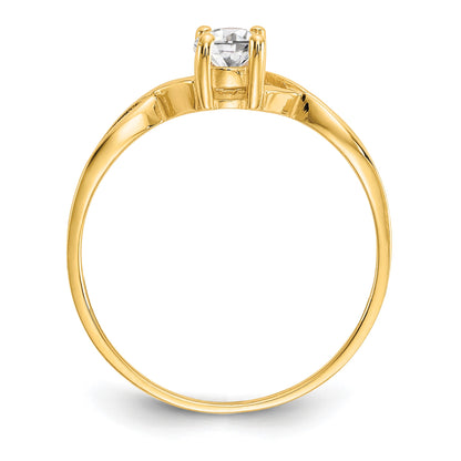 14k 6x4 Oval White Topaz Birthstone Ring