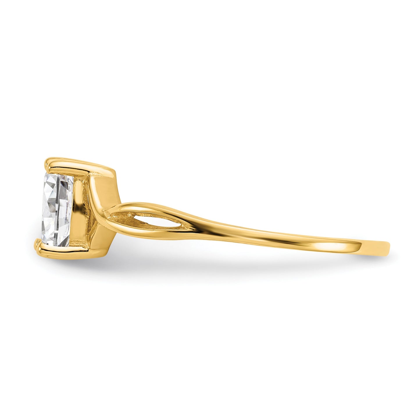 14k 6x4 Oval White Topaz Birthstone Ring