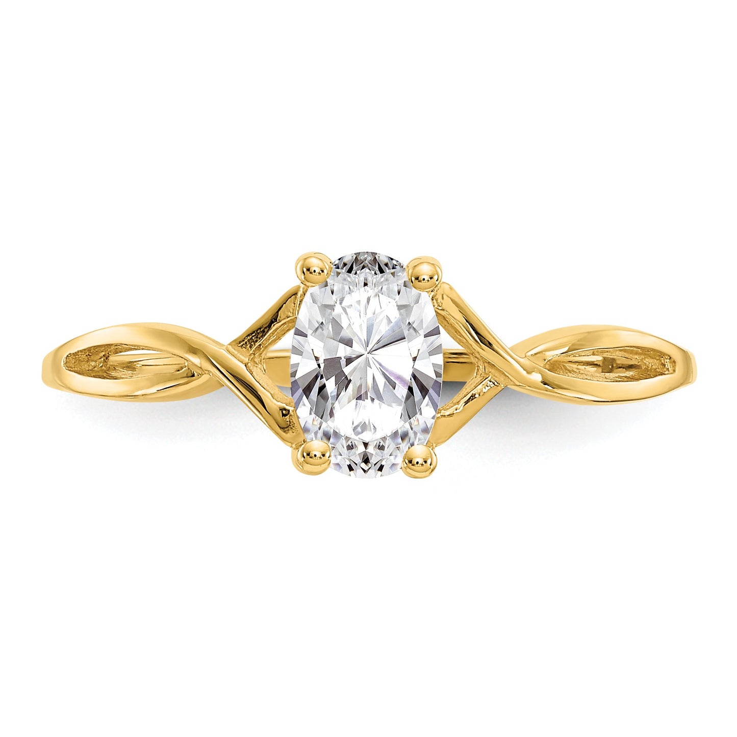 14k 6x4 Oval White Topaz Birthstone Ring