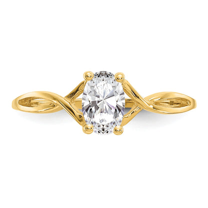 14k 6x4 Oval White Topaz Birthstone Ring