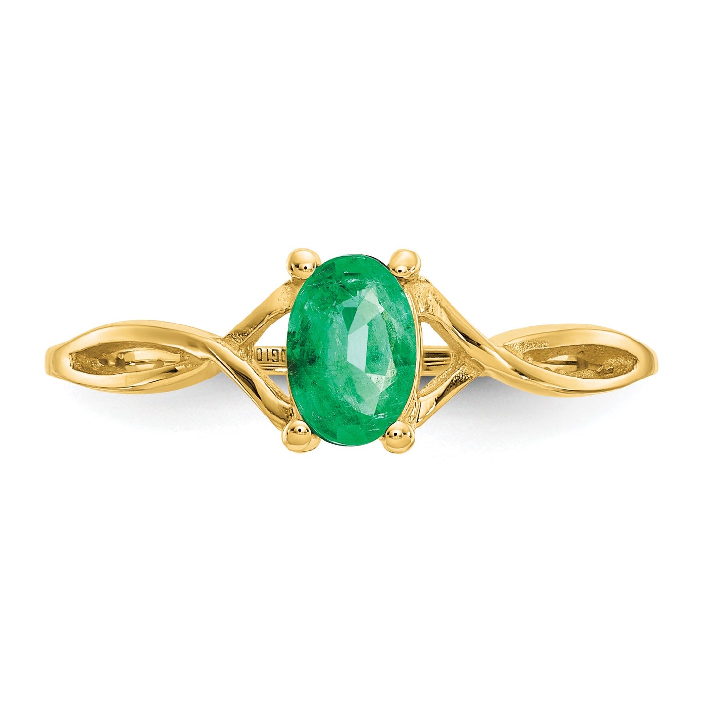 14k 6x4 Oval Emerald Birthstone Ring
