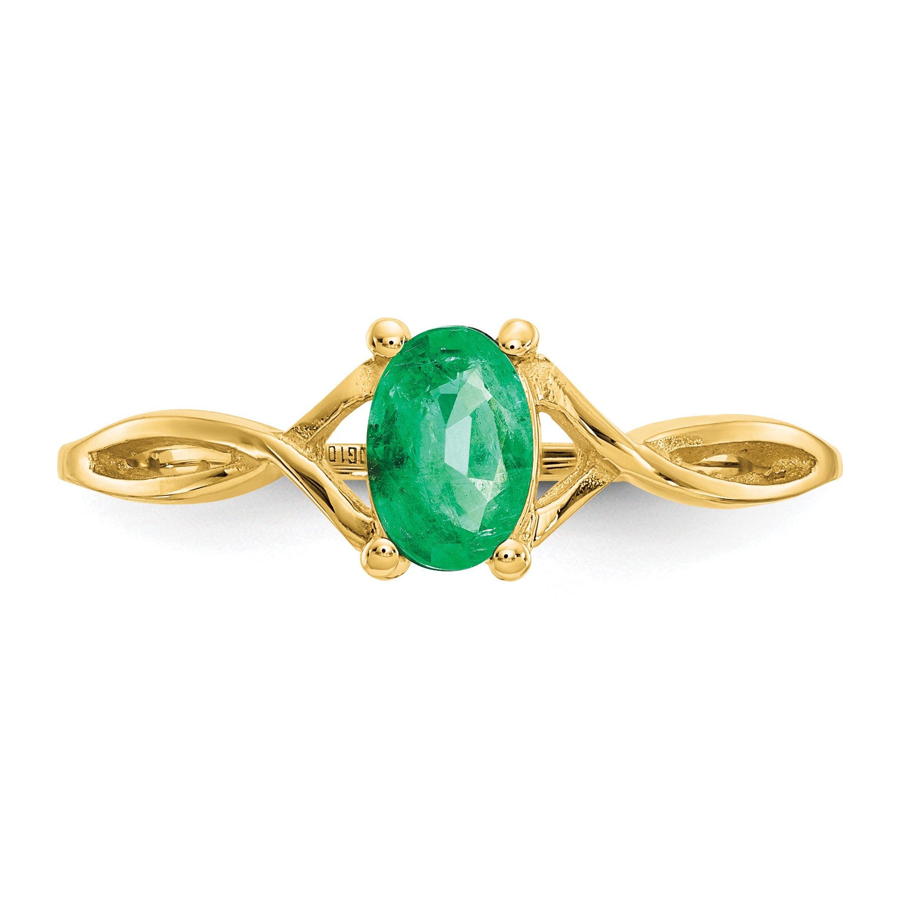 14k 6x4 Oval Emerald Birthstone Ring