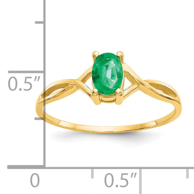 14k 6x4 Oval Emerald Birthstone Ring
