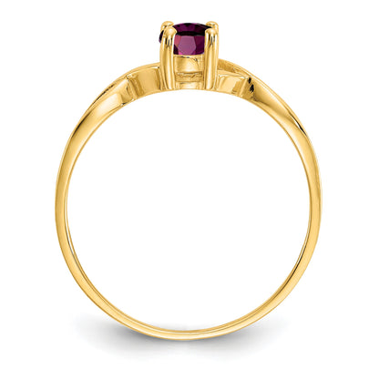 14k 6x4 Oval Rhodolite Garnet Birthstone Ring