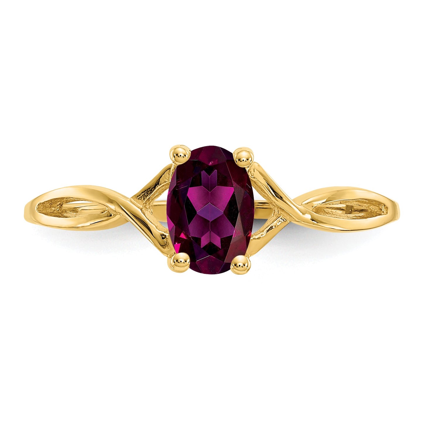14k 6x4 Oval Rhodolite Garnet Birthstone Ring