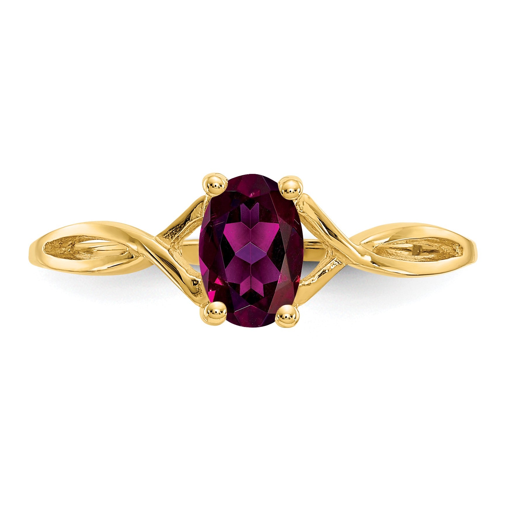 14k 6x4 Oval Rhodolite Garnet Birthstone Ring
