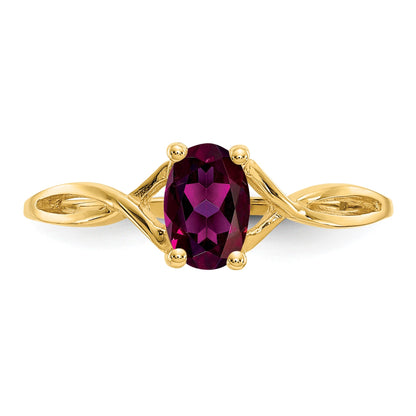 14k 6x4 Oval Rhodolite Garnet Birthstone Ring