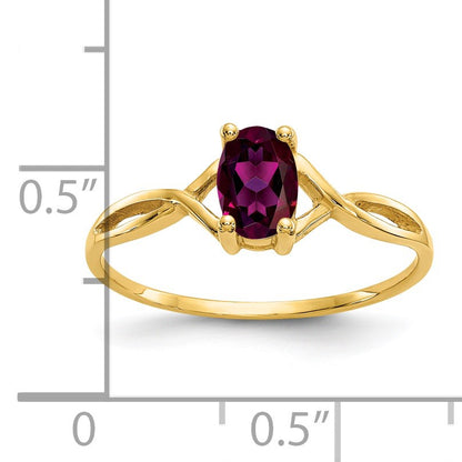 14k 6x4 Oval Rhodolite Garnet Birthstone Ring