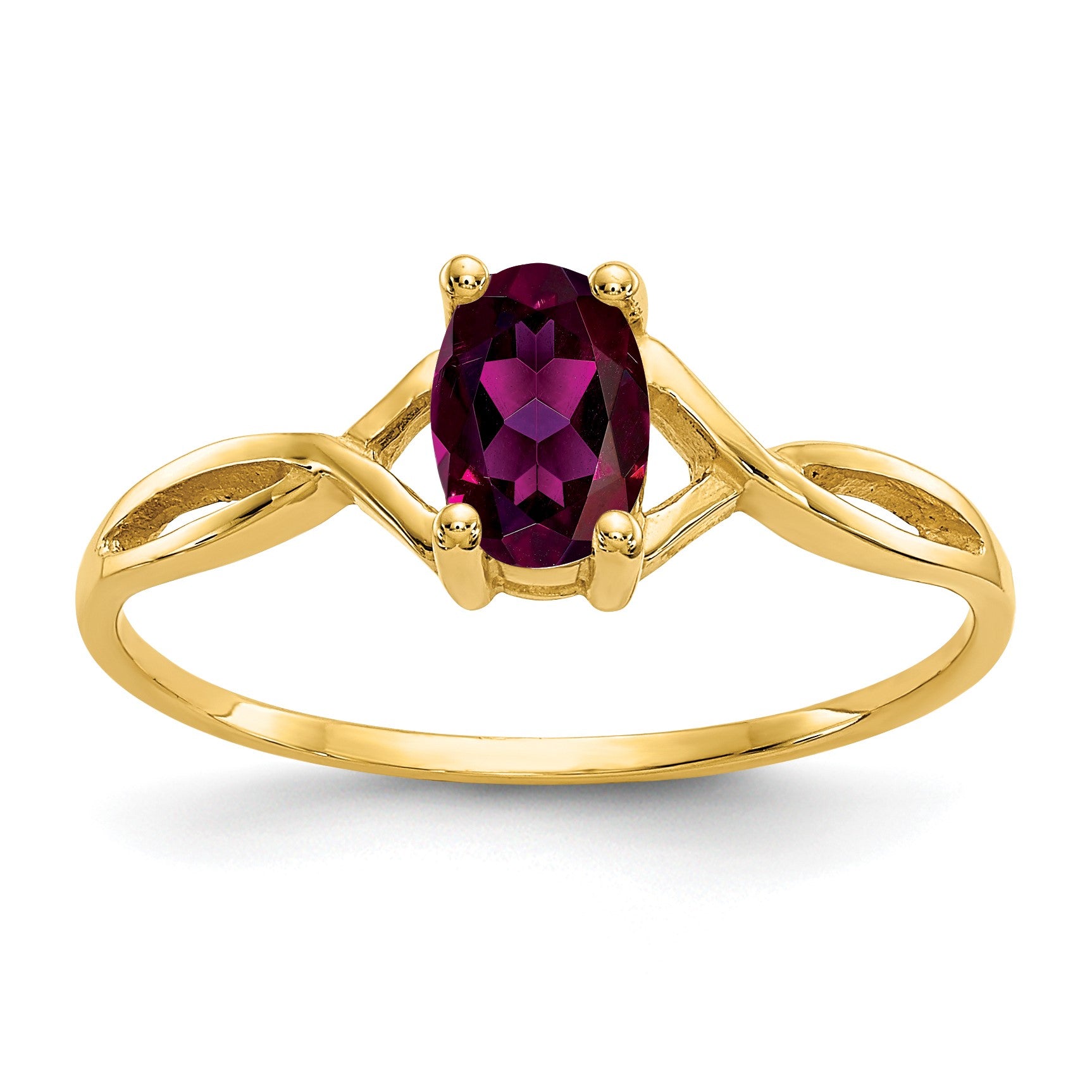 14k 6x4 Oval Rhodolite Garnet Birthstone Ring