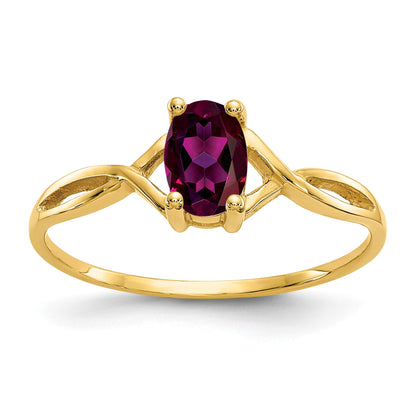 14k 6x4 Oval Rhodolite Garnet Birthstone Ring
