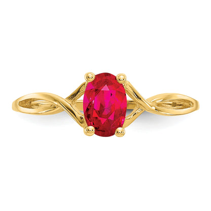 14k 6x4 Oval Ruby Birthstone Ring