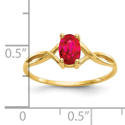 14k 6x4 Oval Ruby Birthstone Ring