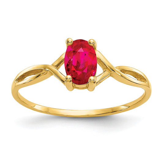 14k 6x4 Oval Ruby Birthstone Ring