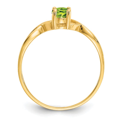 14k 6x4 Oval Peridot Birthstone Ring