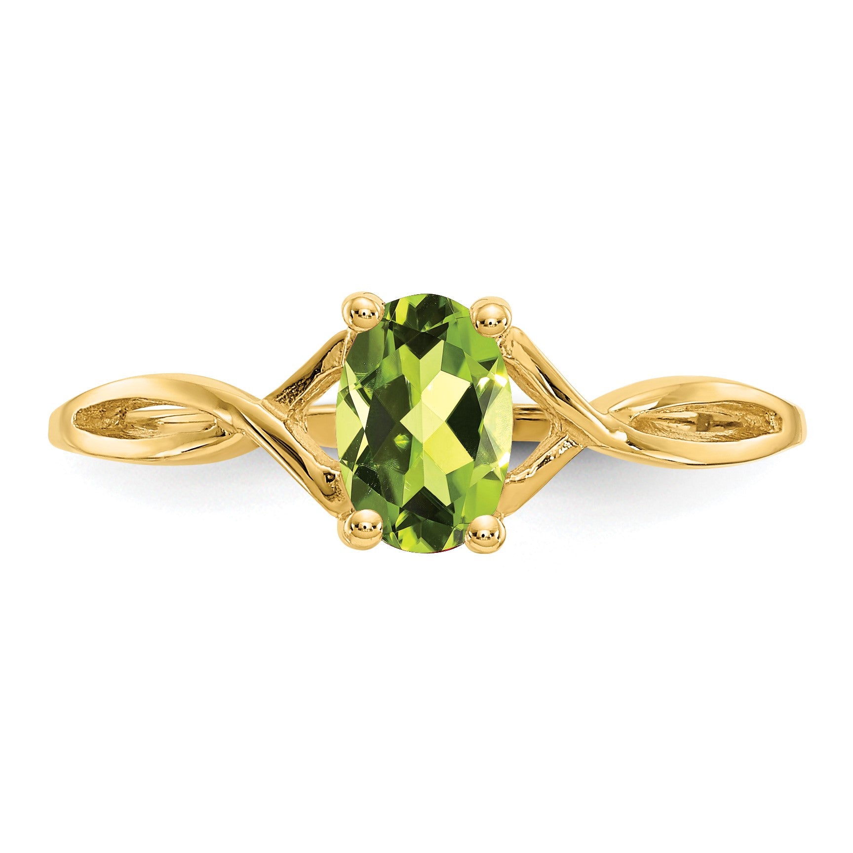 14k 6x4 Oval Peridot Birthstone Ring