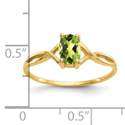 14k 6x4 Oval Peridot Birthstone Ring